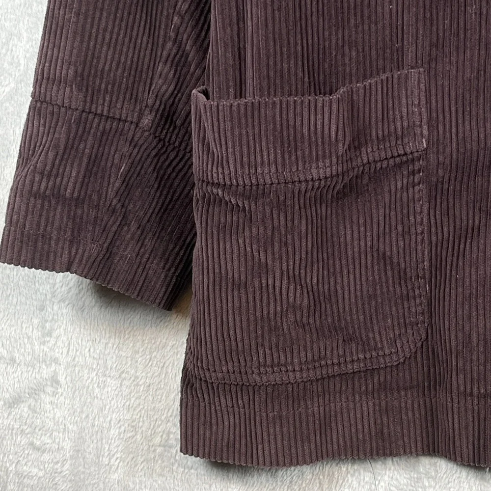 Harve Benard Womens M Chunky Corduroy Jacket Button Front Plum Purple Cotton